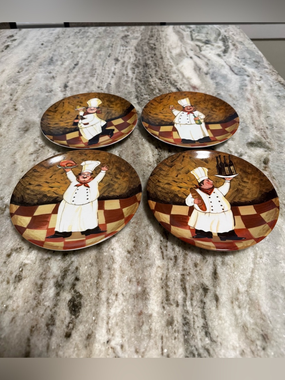 Vintage 2003 Boston Warehouse Chef Plates Set of 4